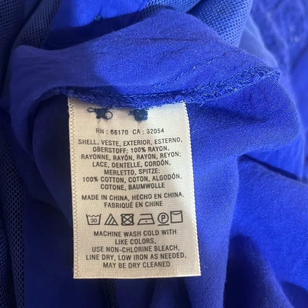 Anthropologie Maeve Blue Crescent Street Crochet Lace Half‎ Sleeve Top Size 4 - Picture 6 of 6